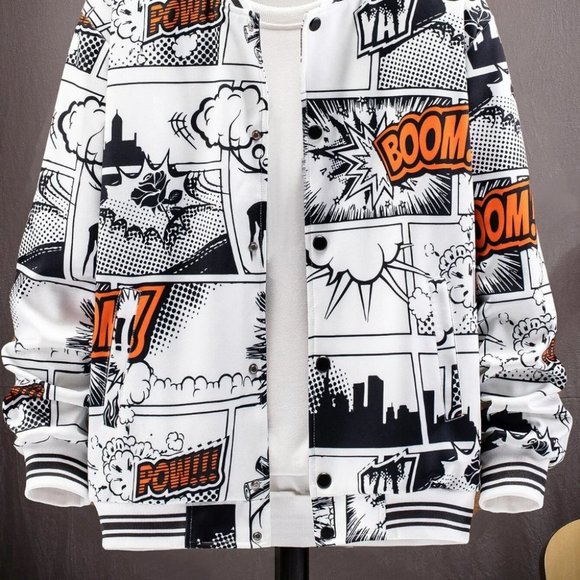 White Mens Bomber Jacket - Picture 2 of 8